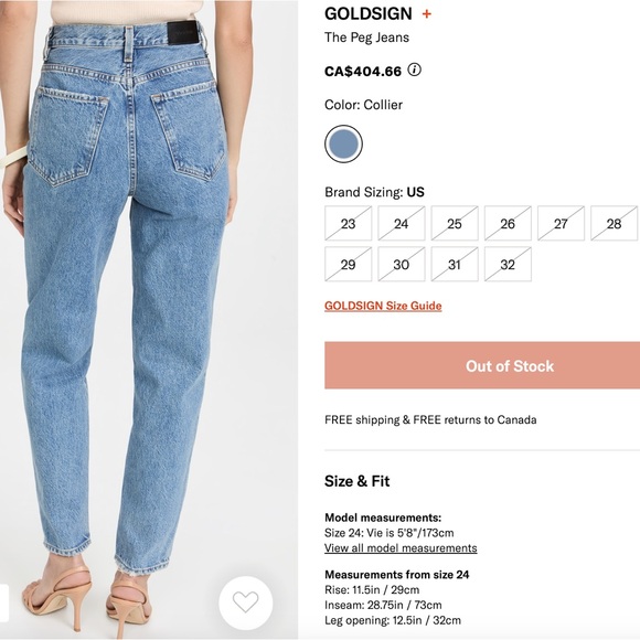 Goldsign NWT The Peg Palmer High-Waisted Blue Jeans Sz 29 - Picture 6 of 9